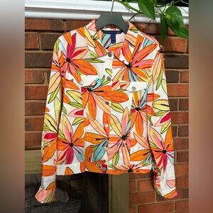 Catherine Stewart 100% Linen floral Jacket size L
